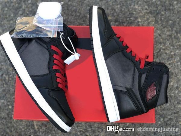 

выпуск аутентичные воздуха 1 black satin мужчины баскетбол обувь gym red-black-белые светоотражающие ретро спортивные кроссовки 555088-060 с