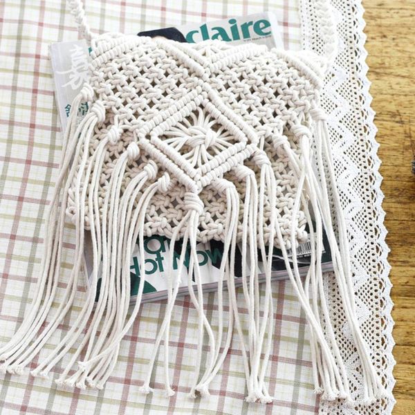 

ljl fringe tassel crossbody shoulder bag woven handmade boho beach travel handbag for women