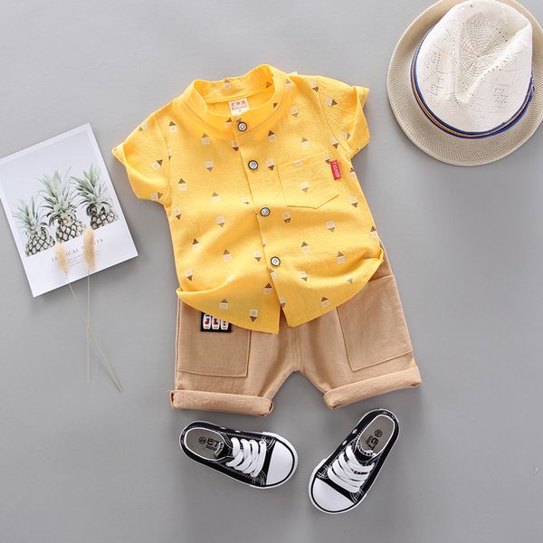 

4 sets/lot) 2020 summer boy's clothing sets shirt 022502, White