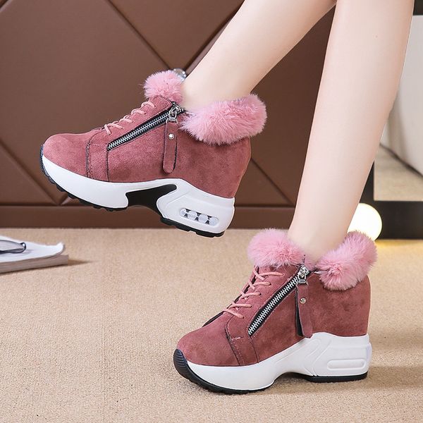 

botas mujer invierno 2019 high-ladies winter sneaker fashion warm plush thick soled women cotton boots woman snowboots, Black