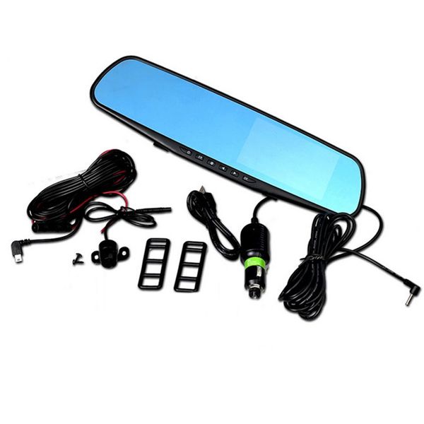 

full hd 1080p car dvr camera auto 4.3 inch rearview mirror digital video recorder dual lens registratory camcorder