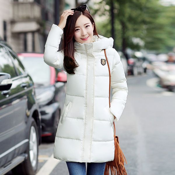 

winter coat women warm overcoat mid long lady cotton parka jacket women slim cotton coat casaco feminino nice, Black