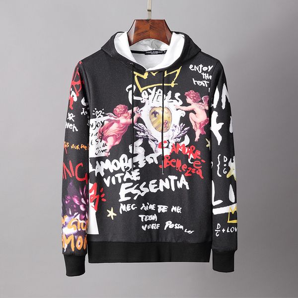 

novelty hoodie sweatshirt mens pullover hooded loose thick casual hip hop letter pattern long sleeve novelty sweatshirts size m-3xl, Black;brown