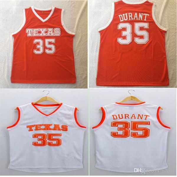 

men's ncaa 35 durant texas orange white college basketball jersey, Black;red