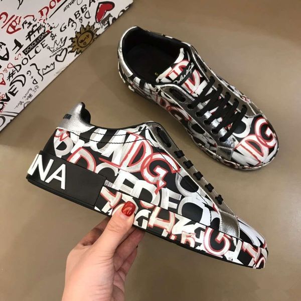 

fashion colorful print fashion casual 2019 shoes man shoe walking genuine leather sportswear, Black