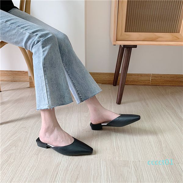 

fashion pointed toe mules summer women slippers candy color flats slip-on holiday ladies sandals slides rubber women shoes ct01, Black