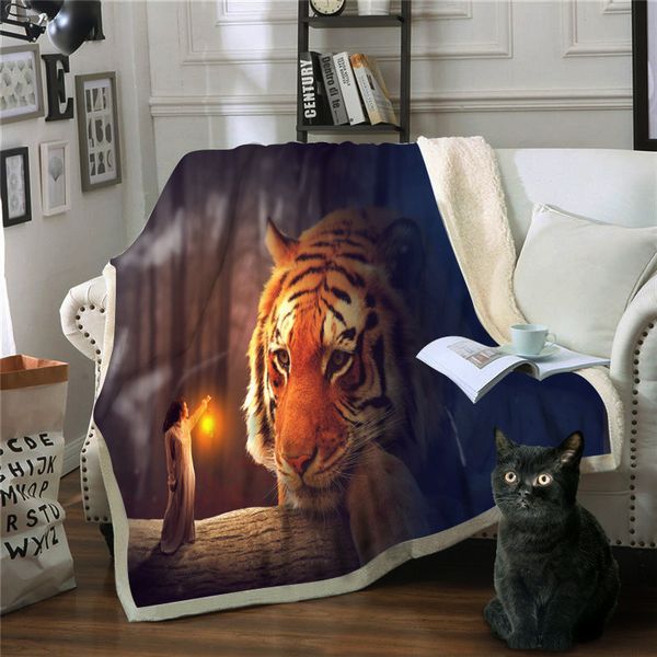 

blanket tiger mantas para sofa decorativa throw blanket frazadas de cama de invierno fleece deken drop shipping