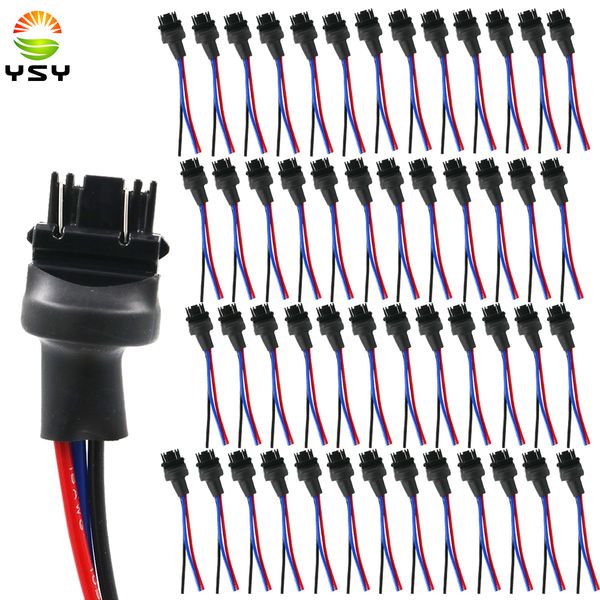 

ysy 50pcs car 3157/3057/3155/3757/4057/4157/w2.5x16q lamp bulb male jack plug connector with wire led auto male socket adapter