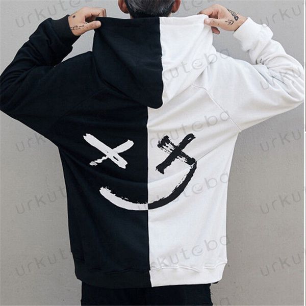 

dropshipping suppliers men hoodies sweatshirts smile print headwear hoodie hip hop streetwear clothing us size plus size 3xl, Black