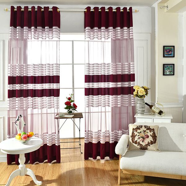 

the new cop is made up of wine red and half shading tulles for living dining room bedroom