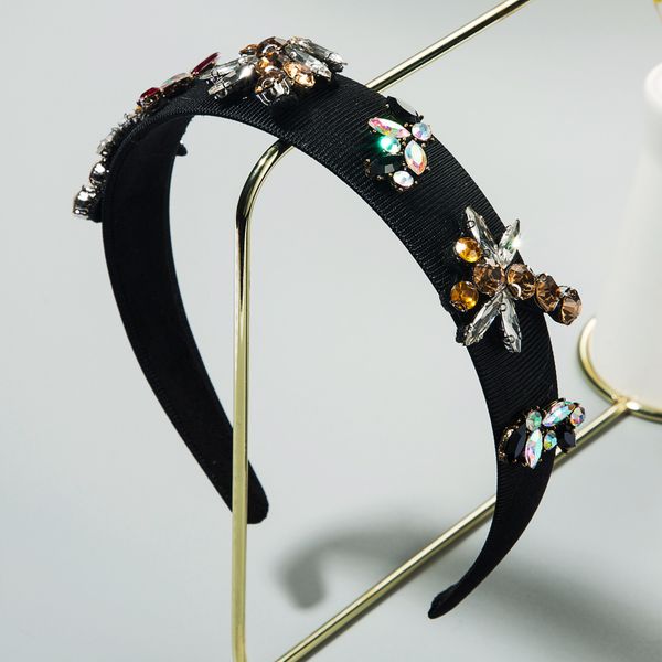 

baroque hair band female inlaid with colored rhinestone butterfly headband wash face out temperament headwear, Silver