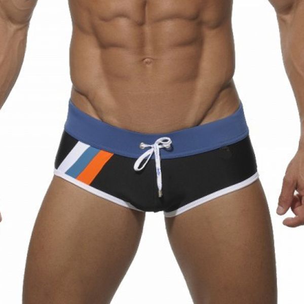 

new nylon swimming trunks boxer swimwear low waist swimsuit elastic surfing briefs breathable beachwear for men patchwork shorts