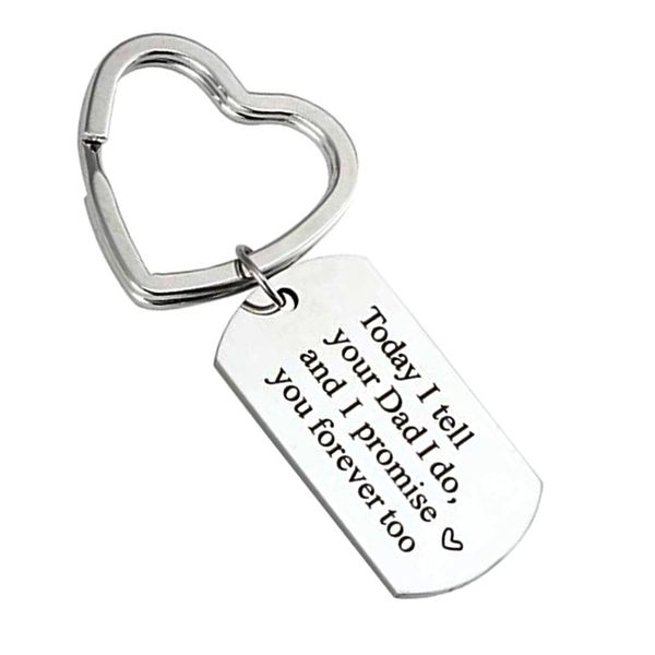 

today i tell your dad i do stainless steel keychain necklace son daughter wedding, Silver