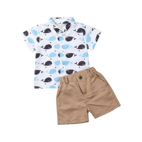 

pudcoco 2pcs toddler baby boys clothes whale t-shirt pants shorts summer casual outfits set 1-6t, White