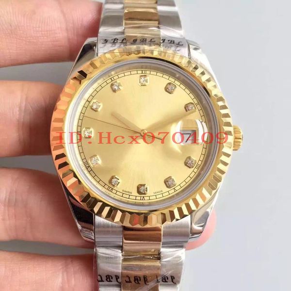 

classic men's wristwatch 41mm 116333-72213 yellow gold dial cal.2836 movement steel automatic luxury jffactory mens watch, Slivery;brown