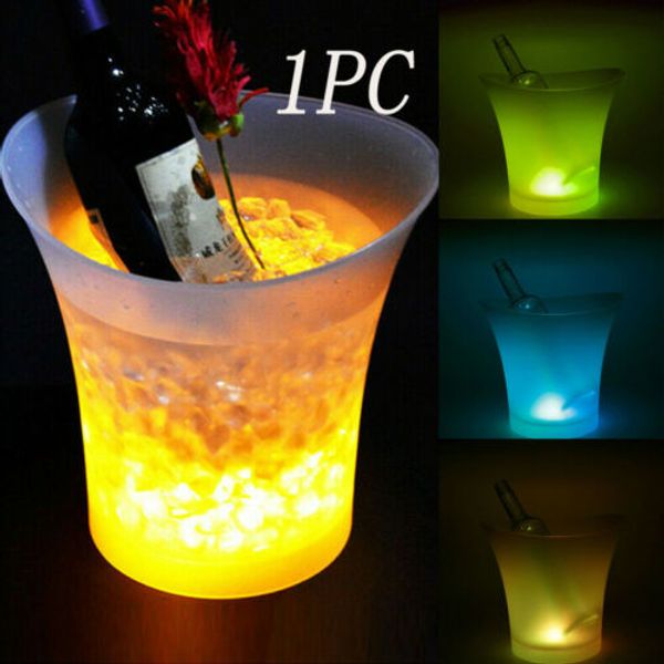

multi-color led champagne wine drink cooler light up 5l glowing ice bucket bar