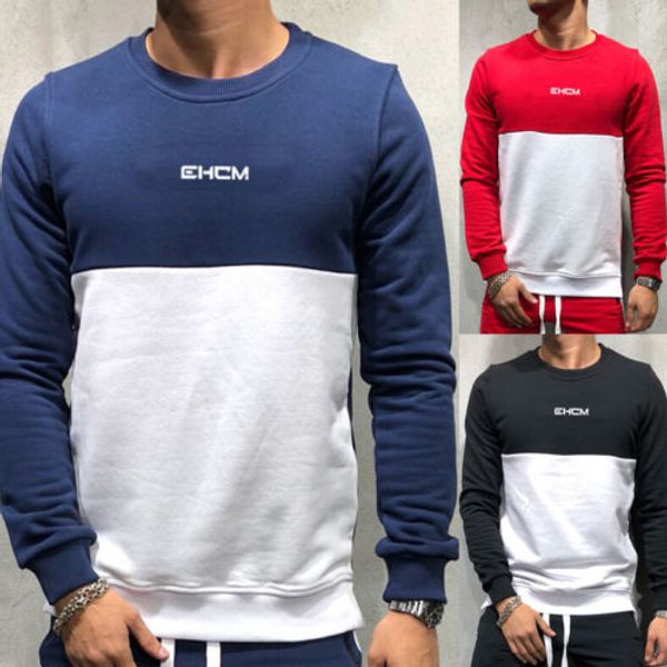 

men's long sleeve crew neck jumper cardigans sweatshirt plain top, Black