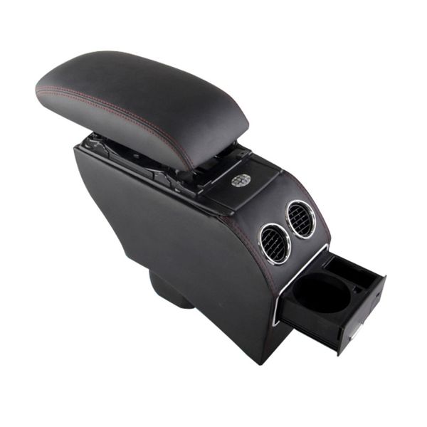 

car abs leather wrapped armrest box with fast charge usb holes and cables for kia k2