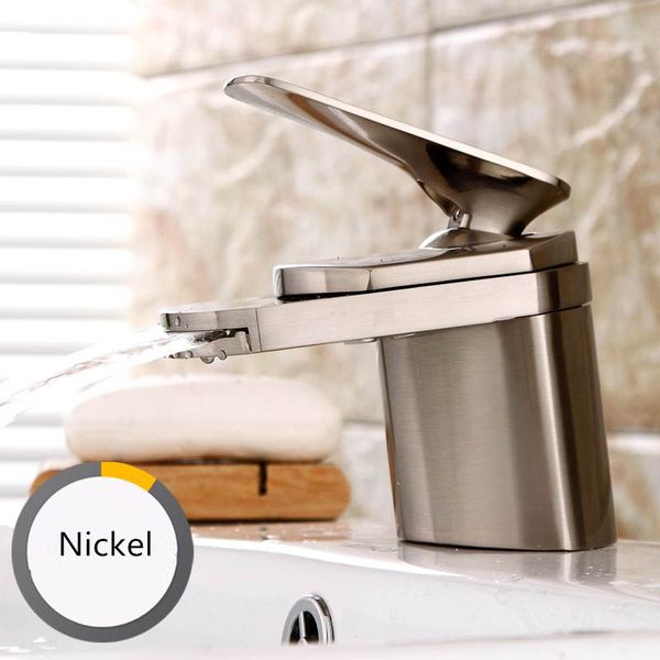 

Bathroom Basin Faucets Nickel Brass Waterfall Faucets Single Hole Cold and Hot Water Tap Basin Faucet Sink Mixer Taps Torneira