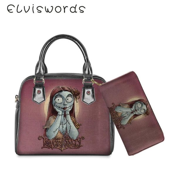 

elviswords vintage women bags 2pcs handbag&purse nightmare before christmas crossbody shoulder totes lady bag sac femme
