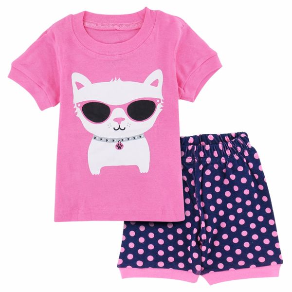 

kids pajamas for girls pyjamas enfant pajama child ropa de dormir de flamingos summer sleepwear short sleeve pijamasclothes, Blue;red