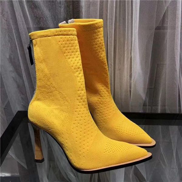 

knitted sock booties women designer boots snow knitted women booties casual martin boots wholesale ladies winter boots o6, Black