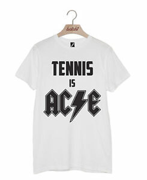

new brand fashion luxury designer mens t shirts tennis is ace slogan wb acrorock wimbledon tournament unisex, White;black