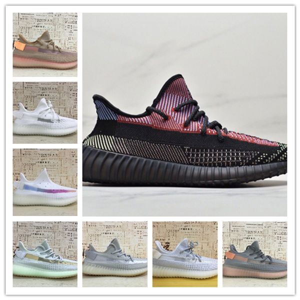 

new static refective v2 kanye west hyperspace ture form clay running shoes men women black angles sports training sneakers size 5-11