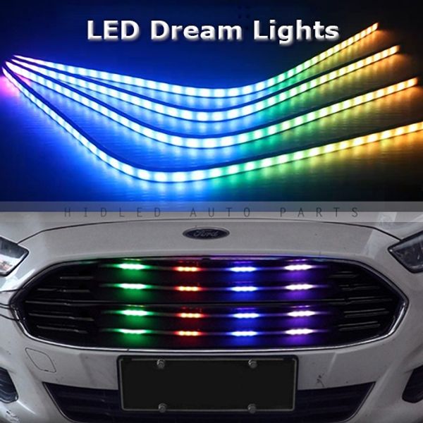 

1x4 pcs multi-color led dream light strip for front grille universal use