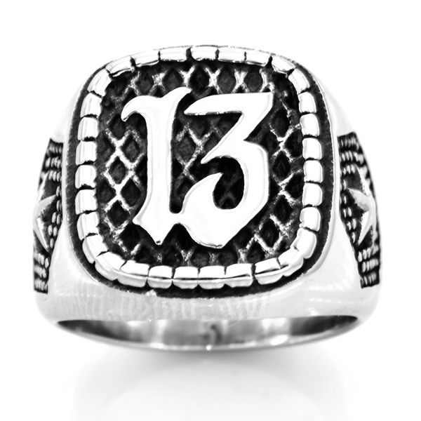 

fanssteel stainless steel vintage mens wemens jewelry signet sexangle star rectangle number lucky masonic degree13 ring fsr20w75, Silver
