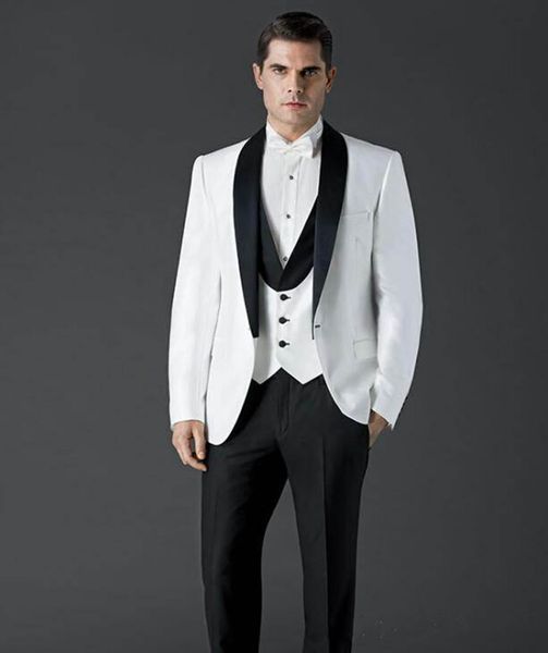 

new design one button white groom tuxedos groomsmen man suits mens wedding blazer suits (jacket+pants+vest+tie) 1106, Black;gray