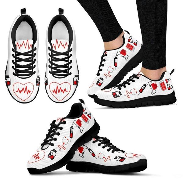 

thikin causal women summer running shoes with heart print flats mesh sneakers breathable lightweight outdoor ladies shoe, Black