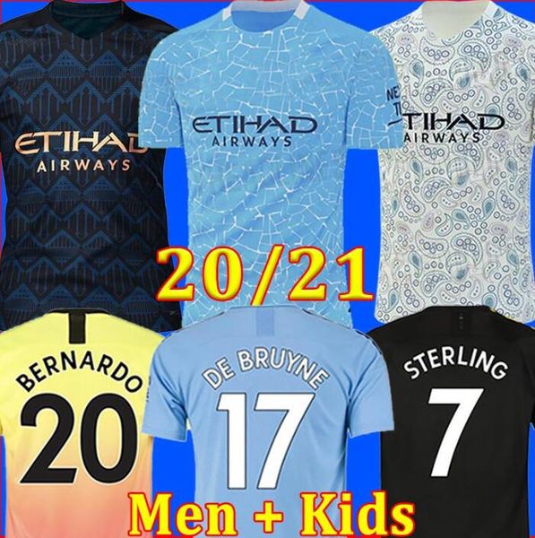 

2019 20 21 city kun aguero de bruyn kids kit soccer jerseys g. jesus sterling silva child football shirts sane mendy uniforms, Black