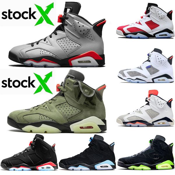 

discount travis scotts x 6 medium olive 6s men basketball shoes og yellow cactus jack unc reflective bugs bunny outdoor trainers sneakers, White;red