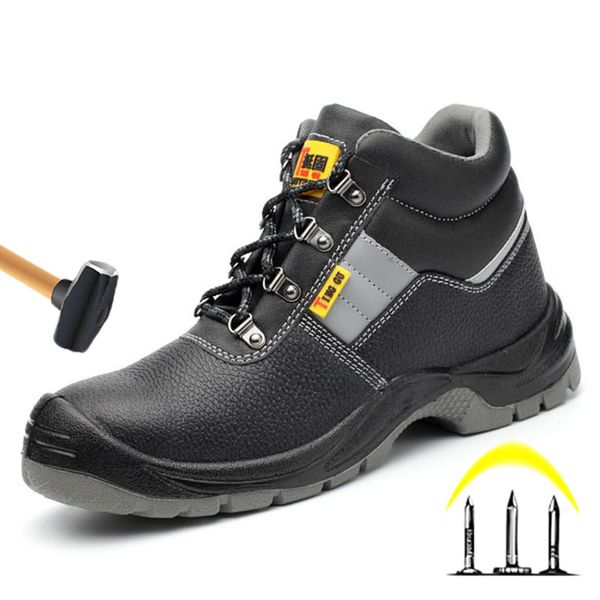 

new ankle boots men boot steel toe shoes winter boots work safety boot anti-smashing piercing safety shoes indestructible, Black