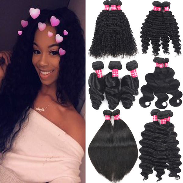 

brazilian hair extension 100% unprocessed virgin hair bundles peruvian malaysian indian deep wave water wave human hair weaves ing, Black