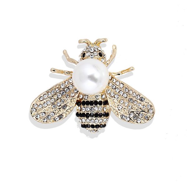 

three-dimensional alloy pearl fully-jewelled insect bees brooch women's pin brooch parts, Gray