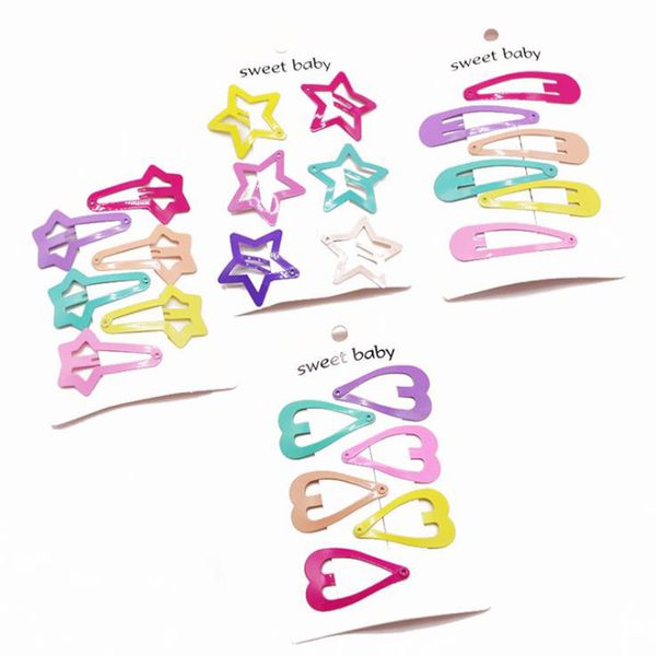 

6Pcs/set New Arrival Children Headwear Set Girls Candy Color Hairpins Painting Stars Heart Hair Clips Sweet Hair Accessories