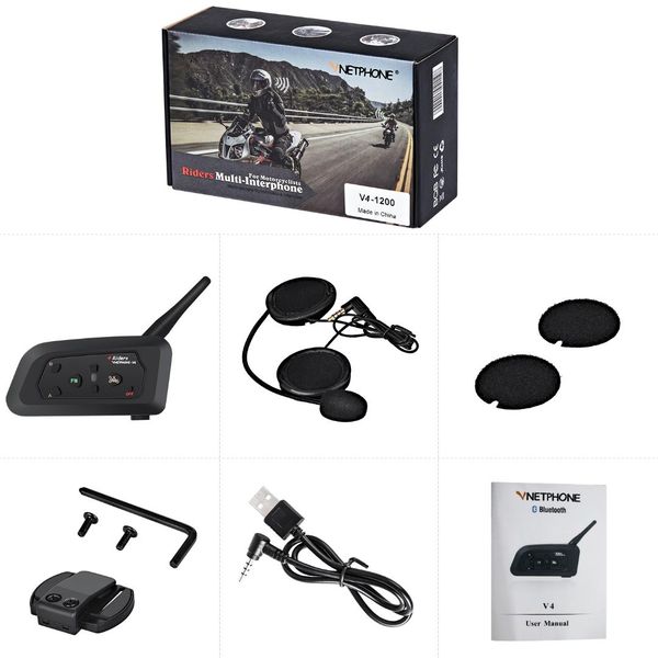 

2019 multifunction v4 bluetooth intercom noise reduction fm long range team communicate speaker re interphone for 4 riders