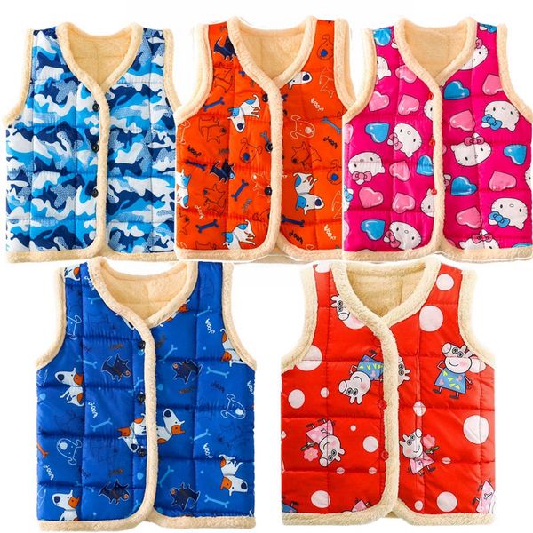 

мальчик девочки хлопок плюс толстый жилет верхняя одежда 8 цвет поддержки микс 2020 новый ребенок мультфильм теплый жилет кардиган весна осе, Camo
