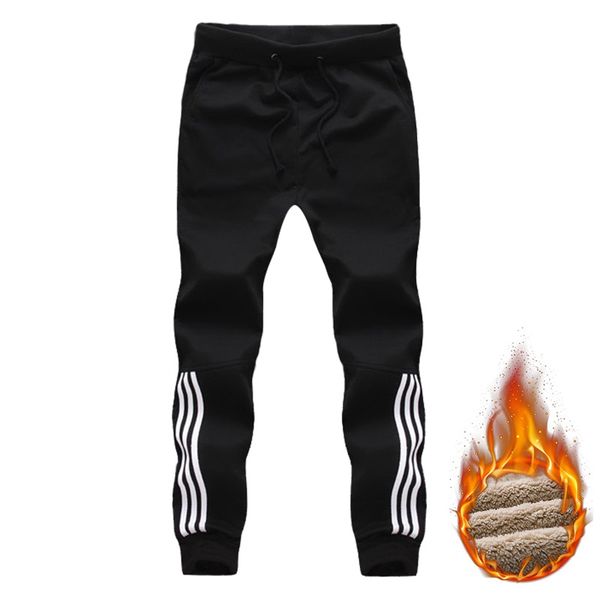 

male thickening sweatpants mens winter outdoor trouser 2019 elastic waist waterproof sports pants warm windproof pants joggers, Black