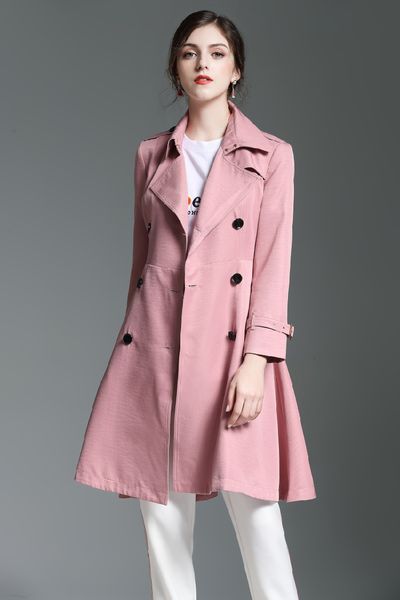 

women's trench coats long classic windbreaker waterproof british new high-end english style autumn winter gabadian solid color casual c, Tan;black