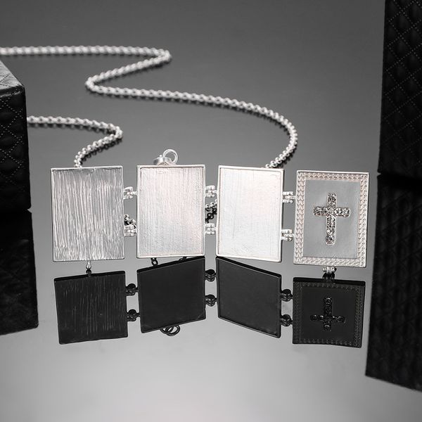 

frosted matte silver christ jesus rhinestone cross locket necklace expanding lover memory p locket pendant necklaces