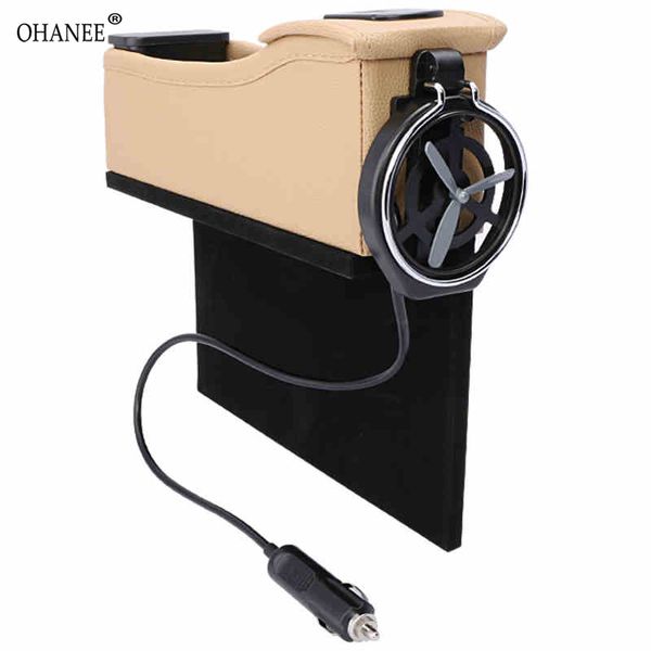 

ohanee universal car seat organizer gap with cup holder crevice storage box with cigarette lighter usb charger socket connecter