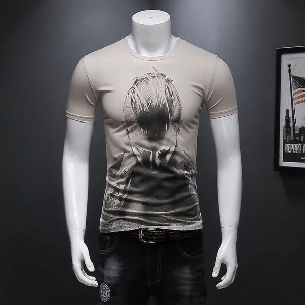 

2020 summer new men's t shirt short sleeve 5xl male fashion slim fat steetwear casual shirts men brand clothing tshirt hj088, White;black