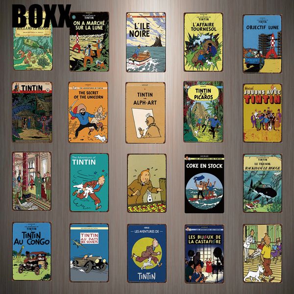 

tintin metal sign tin poster home decor bar wall art painting 20*30 cm size