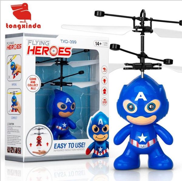 

sales nice wholesale drone rc helicopters christmas kids toys with spiderman superman batman minions sytle flying led toy for children