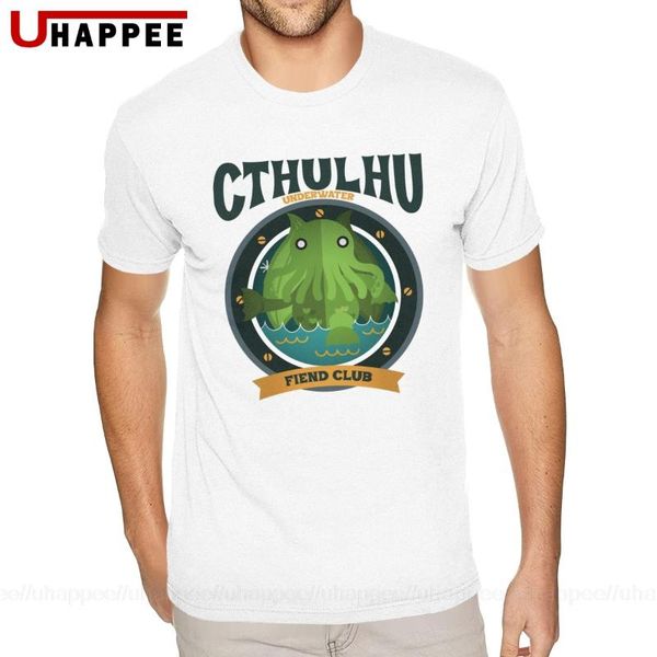 

large and tall cthulhu underwater fiend club shirt men hip hop short sleeve crewneck summer t-shirt men vintage style merch, White;black