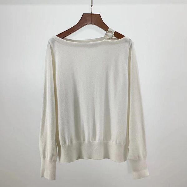 

brand fashion women's high-end luxury winter elegant strapless beaded wool knitted sweater, White;black