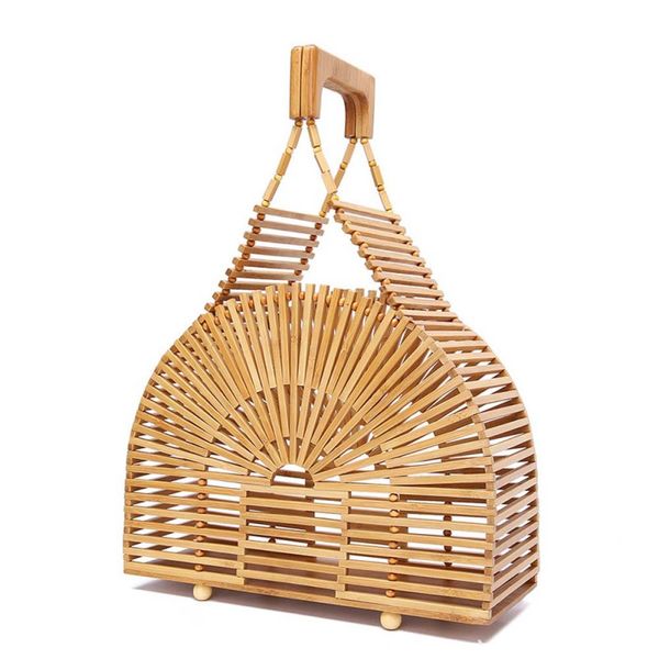 

2020 bamboo woven handbag bohemian handmade clutch tote bags vintage straw beach bag small travel bag new